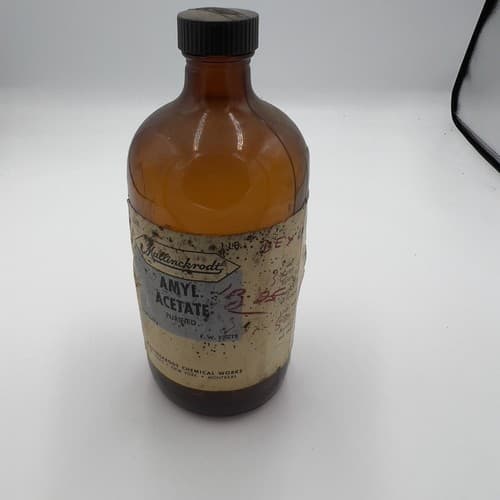 RARE Vintage Mallinckrodt AMYL ACETATE Amber bottle EMPTY