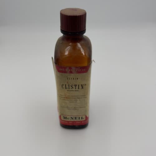 RARE Vintage Mc Neil CLISTIN Carbinoxamine Amber bottle EMPTY, no contents