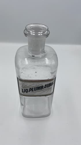 Antique Apothecary Pharmacy Jar Bottle Under Glass Label Lic Plumb Subac 9" - Thumbnail 2