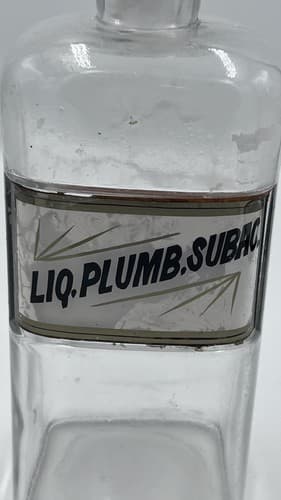 Antique Apothecary Pharmacy Jar Bottle Under Glass Label Lic Plumb Subac 9" - Thumbnail 6