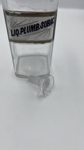 Antique Apothecary Pharmacy Jar Bottle Under Glass Label Lic Plumb Subac 9" - Thumbnail 3