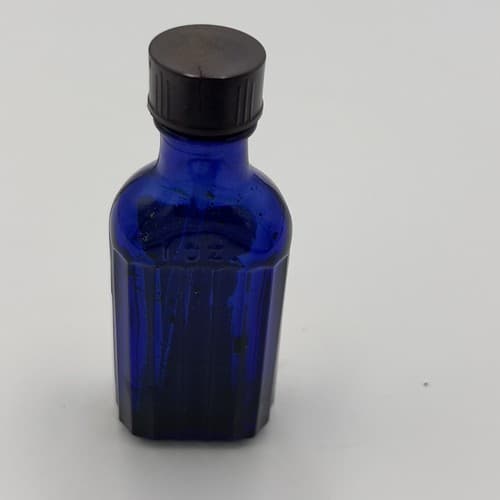 RARE Cobalt Blue Rexall Tincture of Iodine Antique Poison Bottle bottle EMPTY - Thumbnail 4