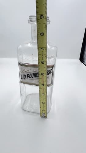 Antique Apothecary Pharmacy Jar Bottle Under Glass Label Lic Plumb Subac 9" - Thumbnail 5