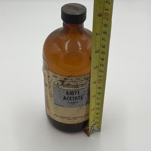RARE Vintage Mallinckrodt AMYL ACETATE Amber bottle EMPTY - Thumbnail 4