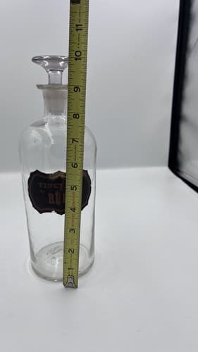 Early Label Late 1800's Apothecary Bottle W/Label Hand Blown Tinctura 10" - Thumbnail 7