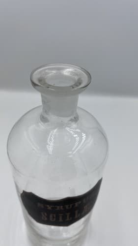 Early Label Late 1800's Apothecary Bottle W/Label Hand Blown Syrupus 10" - Thumbnail 7