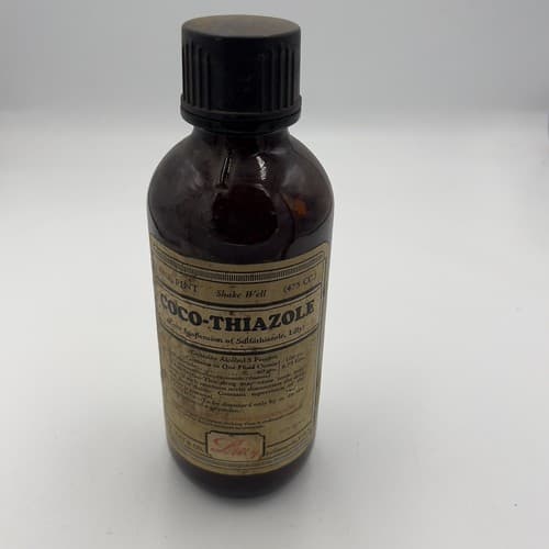 Vintage 1950's Lilly Coco-Thiazole Sulfathiazole Bottle for Display/collectible - Thumbnail 2