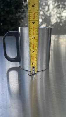 VINTAGE 4 PC SET - STAINLESS STEEL STACKABLE MUGS w/CADDY - Thumbnail 4