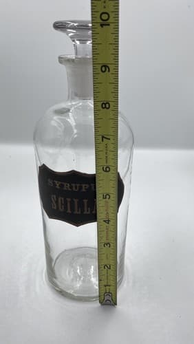 Early Label Late 1800's Apothecary Bottle W/Label Hand Blown Syrupus 10" - Thumbnail 3