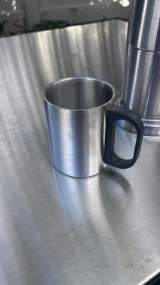 VINTAGE 4 PC SET - STAINLESS STEEL STACKABLE MUGS w/CADDY - Thumbnail 2