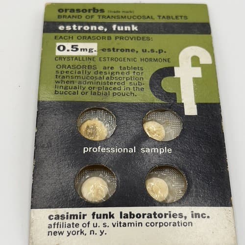 1950's Vintage Orasorbs Estrogenic Tablets Casimir Funk Labs for collection - Thumbnail 2