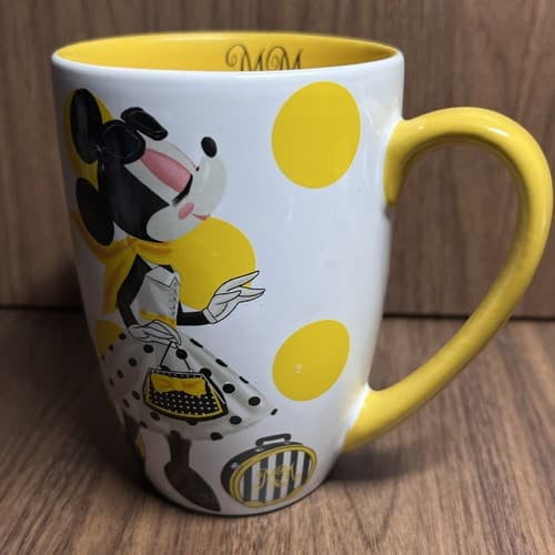 Authentic Disney Store Minnie Mouse Mug Yellow Polka Dots - Thumbnail 3