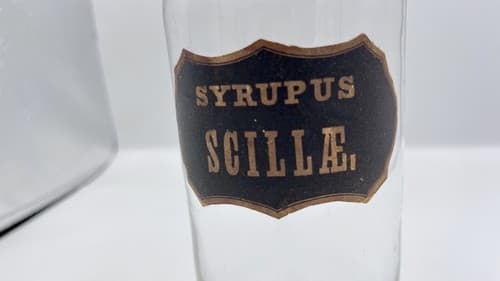 Early Label Late 1800's Apothecary Bottle W/Label Hand Blown Syrupus 10" - Thumbnail 5