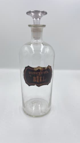 Early Label Late 1800's Apothecary Bottle W/Label Hand Blown Tinctura 10" - Thumbnail 2