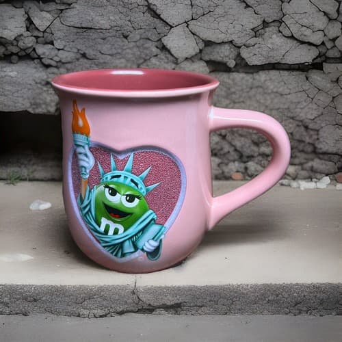 M&M's World Statue of Liberty Pink 3D mug Glitter Heart Chocolate for All 2016 - Thumbnail 2