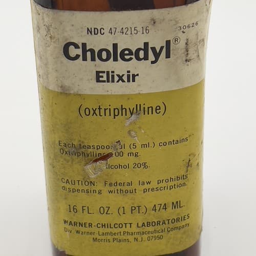 RARE Vintage CHOLEDYL ELIXIR Amber bottle EMPTY, NO Contents for display only - Thumbnail 7