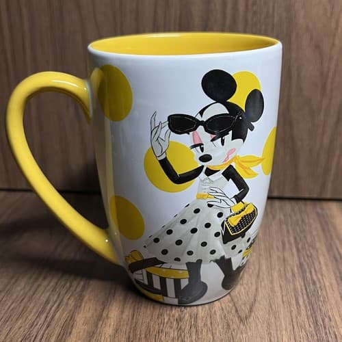 Authentic Disney Store Minnie Mouse Mug Yellow Polka Dots - Thumbnail 2