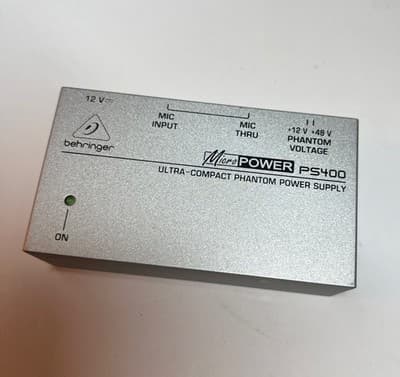 Behringer Micropower PS400 Ultra Compact Phantom Power Supply w XLR to 3.5mm