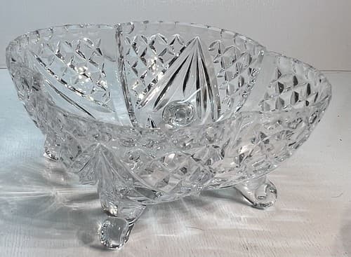 Vintage Lead Crystal Footed Candy Nut Dish Bowl, 5" x 2.75"