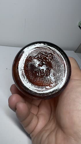 Vintage Amber Glass Merck MERCK Duraglas Bottle Bakelite Cap 4.5" - Thumbnail 3