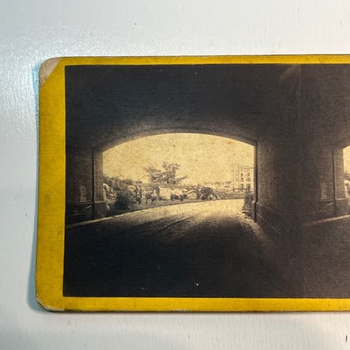 VINTAGE STEREOVIEW - Under the Arch CENTRAL PARK NEW YORK CITY 1863 #1156 - Thumbnail 2