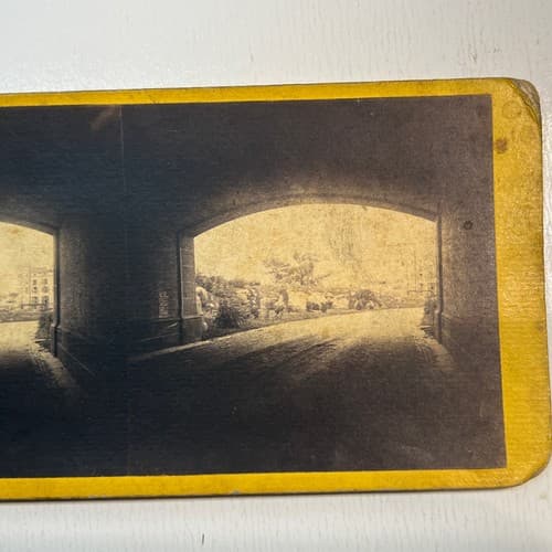 VINTAGE STEREOVIEW - Under the Arch CENTRAL PARK NEW YORK CITY 1863 #1156 - Thumbnail 3