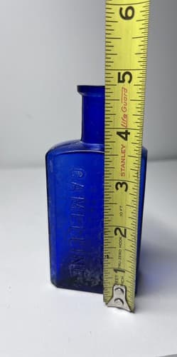 Wakelee's Camelline San Francisco 4 3/4" Cobalt Blue Tool Top Medicine Bottle - Thumbnail 11