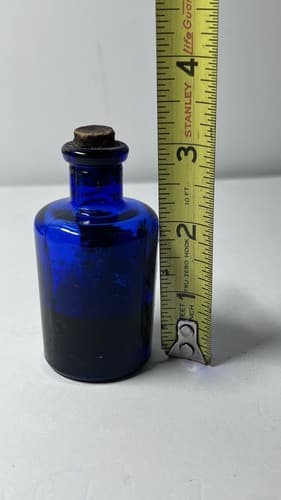 Antique Cobalt Blue Pharmaceutical Bottle "Oil Juniper Berry" Dodge & Olcott - Thumbnail 6