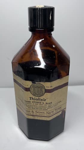 Antique Octagon Shaped Amber Glass Medicine Pharmacy Bottle 8-Sided EMPTY - Thumbnail 2