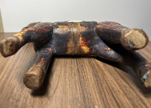 Antique Hand Carved Wooden Horse Hammered Brass Inlay 8” Tall - Thumbnail 8
