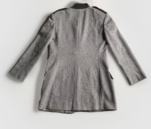 "STAGE" Vintage Military-Style Gray Wool Jacket w/ Brass Buttons - Women Sz 6 - Thumbnail 3