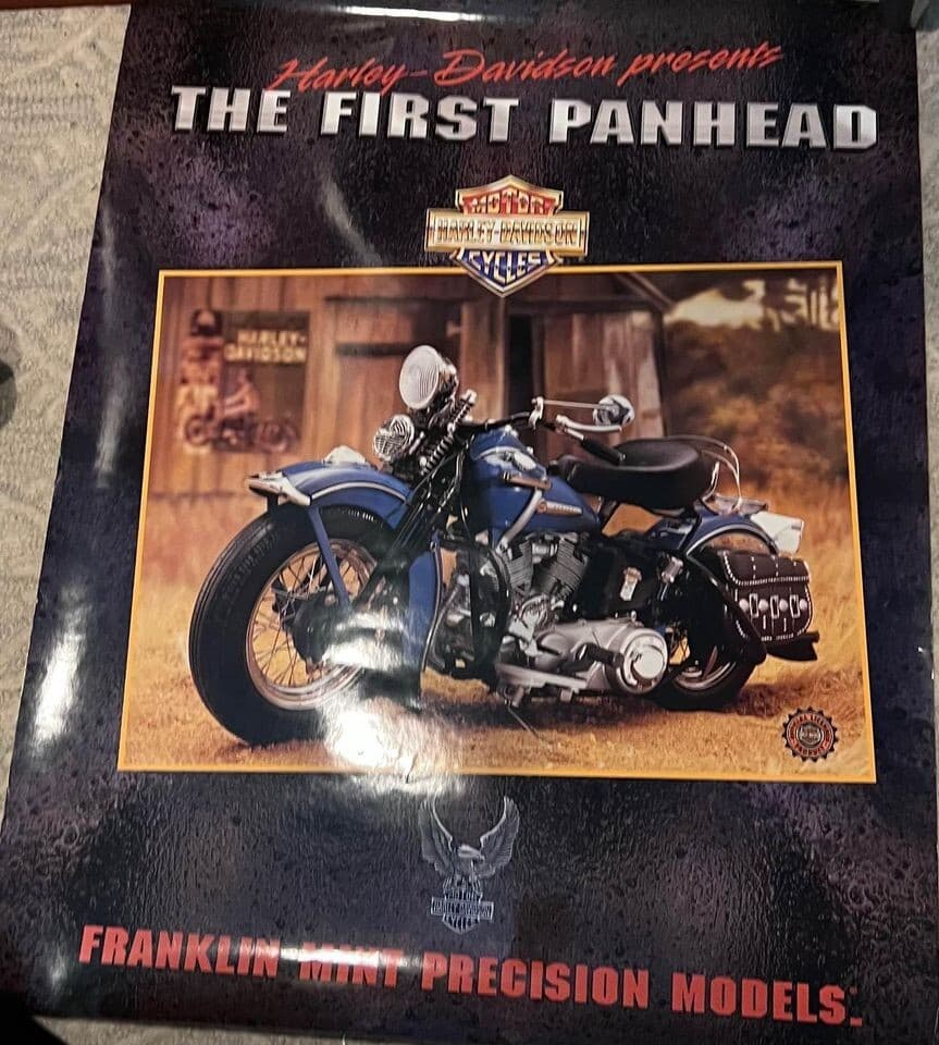 Harley Davidson Vintage Poster 1948 Panhead Motorcycle Franklin Mint