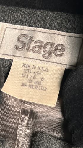 "STAGE" Vintage Military-Style Gray Wool Jacket w/ Brass Buttons - Women Sz 6 - Thumbnail 5