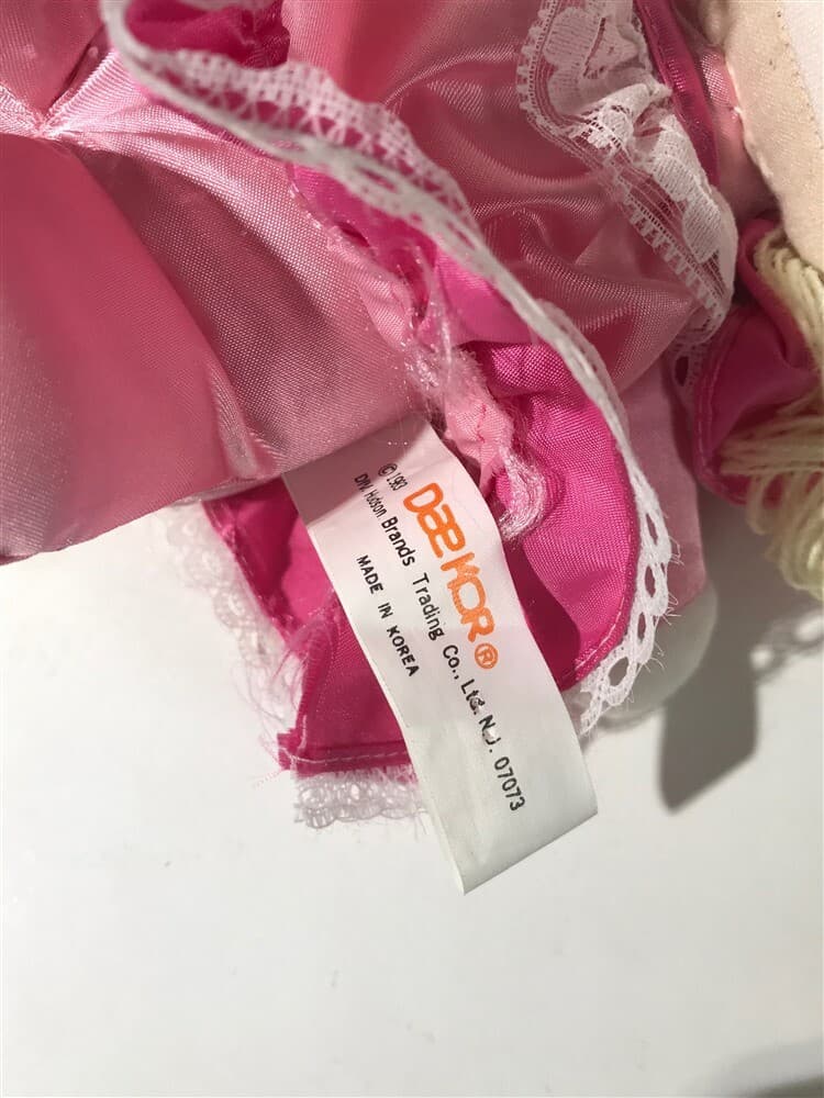 Vintage 1983 Daekor Doll Plush Pink, Made in Korea - Thumbnail 3