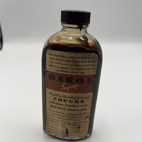 1940's McKesson Darol Cough Syrup Bottle for Display, Movie Prop Collectible