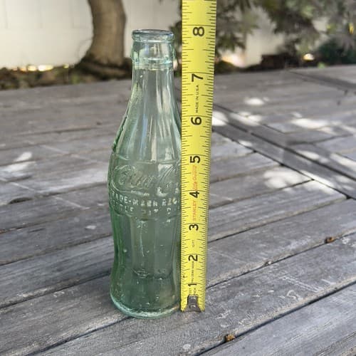 Coca Cola Vintage Embossed Green Heavy Glass Bottle Paterson NJ - Thumbnail 6