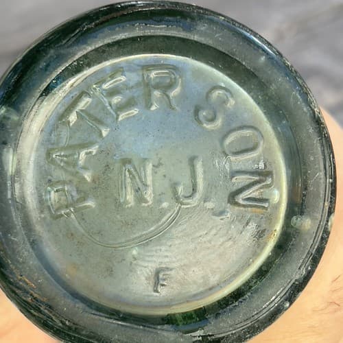 Coca Cola Vintage Embossed Green Heavy Glass Bottle Paterson NJ - Thumbnail 4