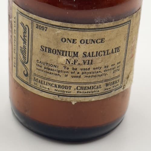 RARE Vintage Mallinckrodt Strontium Salicylate w/contents - Thumbnail 2