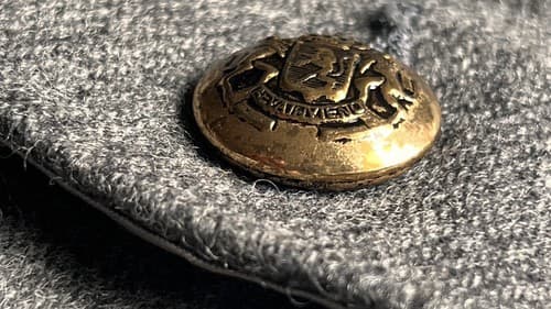 "STAGE" Vintage Military-Style Gray Wool Jacket w/ Brass Buttons - Women Sz 6 - Thumbnail 8