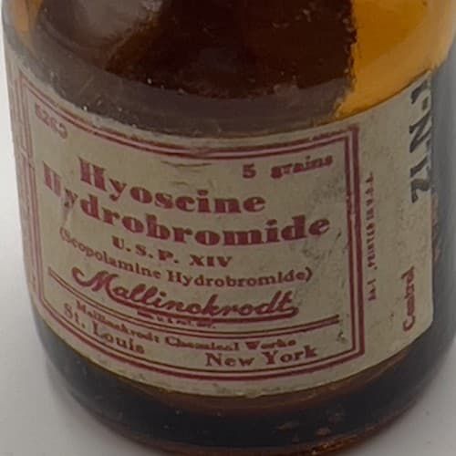 RARE Hyoscine Hydrobromide (Scopolamine) Mallinckrodt Poison Bottle bottle EMPTY - Thumbnail 5