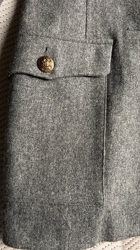 "STAGE" Vintage Military-Style Gray Wool Jacket w/ Brass Buttons - Women Sz 6 - Thumbnail 4
