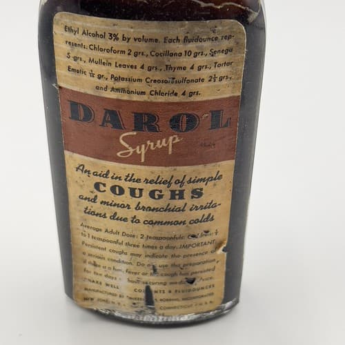 1940's McKesson Darol Cough Syrup Bottle for Display, Movie Prop Collectible - Thumbnail 2