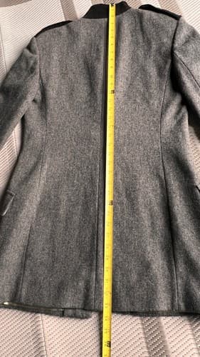 "STAGE" Vintage Military-Style Gray Wool Jacket w/ Brass Buttons - Women Sz 6 - Thumbnail 10