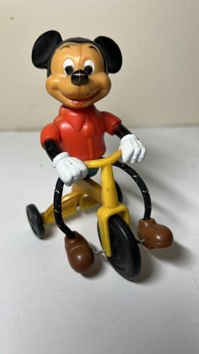Disney's Vintage Mickey Mouse on Tricycle Gabriel Industries 1977 Action Toy - Thumbnail 2