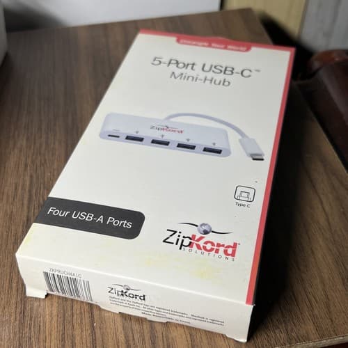 ZipKord 5-Port USB-C Mini-Hub USB 3.1 for Type C Devices - White - Thumbnail 3