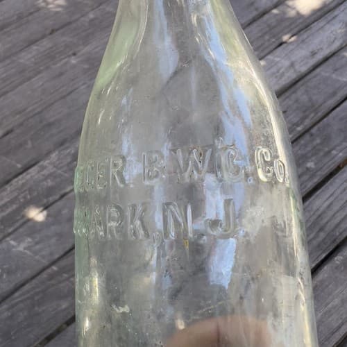 Vintage C. Krueger Brewing Company Newark NJ Green Aqua Glass Beer Bottle - Thumbnail 3