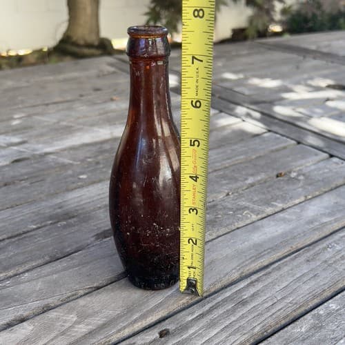 Consolidated Bottling Newark NJ AMBER BOWLING PIN SHAPE SODA BOTTLE - Thumbnail 6