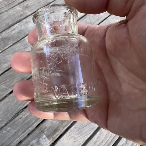 1880's CHEESEBROUGH MFG CO VASELINE MEDICINE BOTTLE APPLIED TOP BLOWN RARE NICE - Thumbnail 3