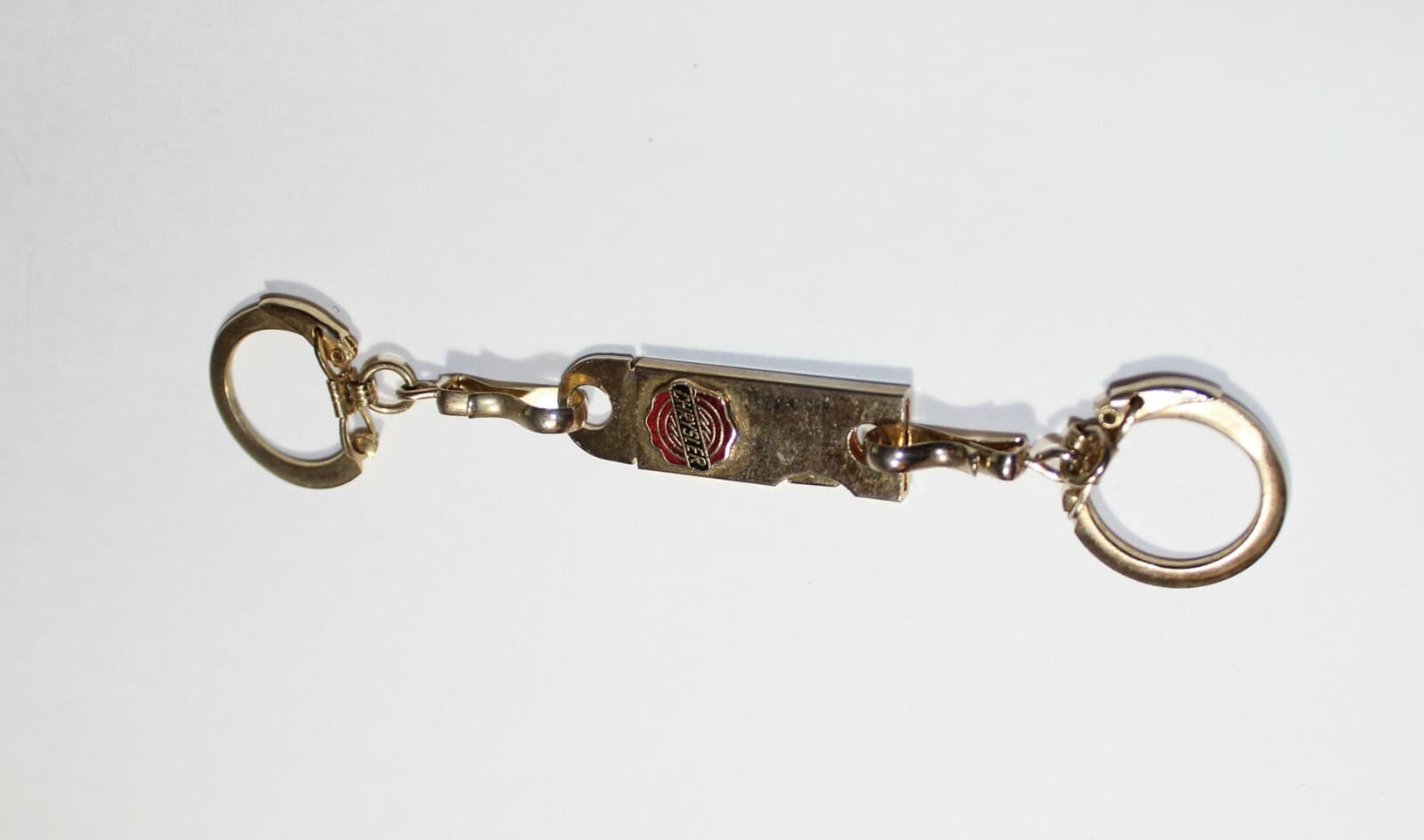 Vintage Chrysler Double Key Fob Key Chain with Rings Rare - Thumbnail 2