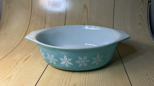 Pyrex Glass 043 Snowflake Turquoise Blue Oval Casserole